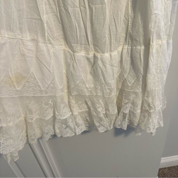 Antique White Lace Handmade Semi Sheer Maxi Skirt Medium - Picture 9 of 12